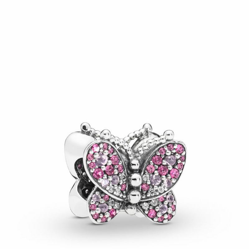 Pandora Australia Dazzling Pink Butterfly Charm - Sterling Silver | RHLIWV795